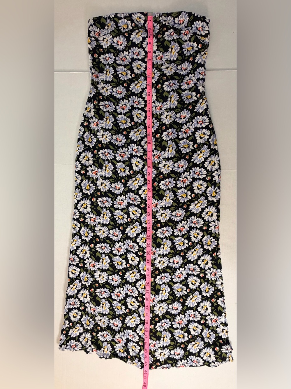 Sadie & Sage Black Cottage-Core Daisy Side Slit Strapless Maxi Dress Size Small - Picture 7 of 10